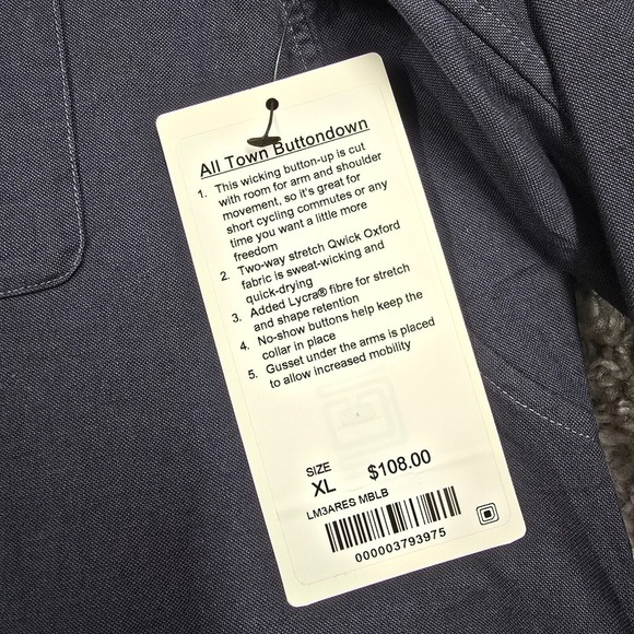 Lululemon All Town Buttondown Shirt Mens XL Blue Button Up Long Sleeve Logo - Picture 5 of 12